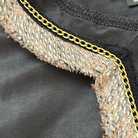 BCBG MaxAzria Jacket Chain Tweed Trim Ballon Hem and Cap Sleeve size Large - Picture 8 of 15